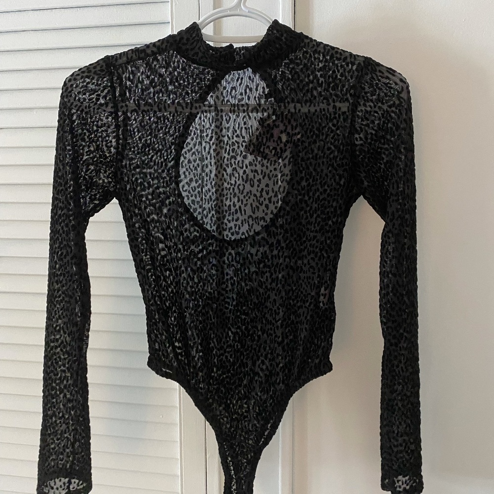 Sheer  Black Cheetah Bodysuit